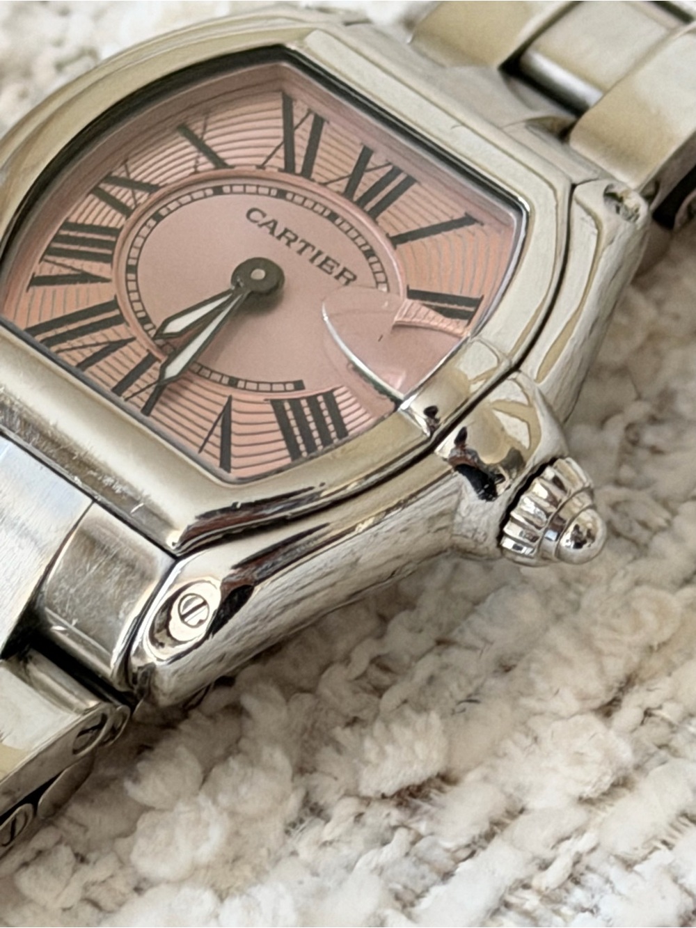 Cartier Roadster Small Model Stainless Steel Watch - Pink Dial (Ref. 2675) - Picture 3 of 4